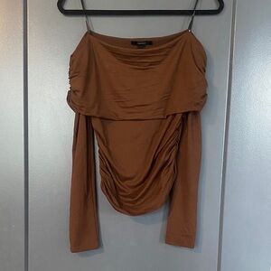 Forever 21 Brown Off-Shoulder Blouse